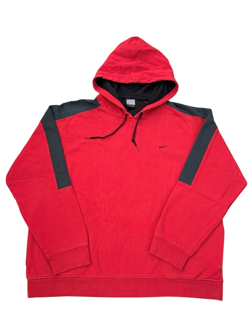 Vintage 2001 Nike Mini Swoosh Colorblock Hoodie Faded Red Black XL Y2K